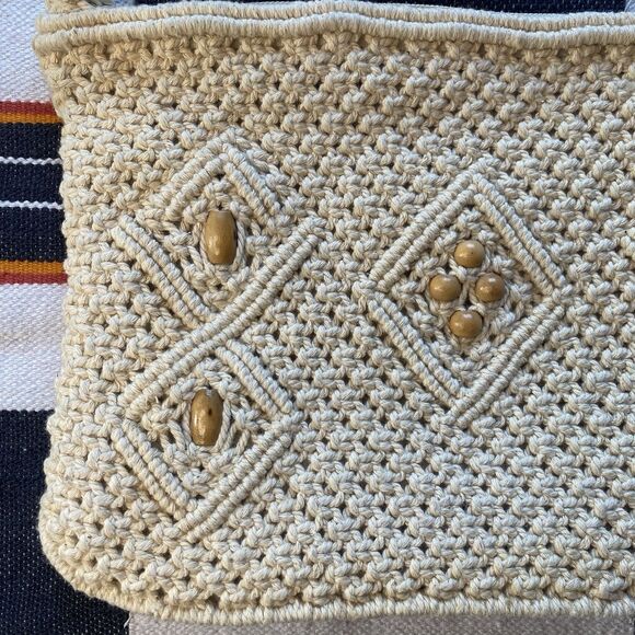Vintage Macrame Wristlet Handbag Purse. 70’s. Excellent! Boho Hippie Festival. - Picture 2 of 9